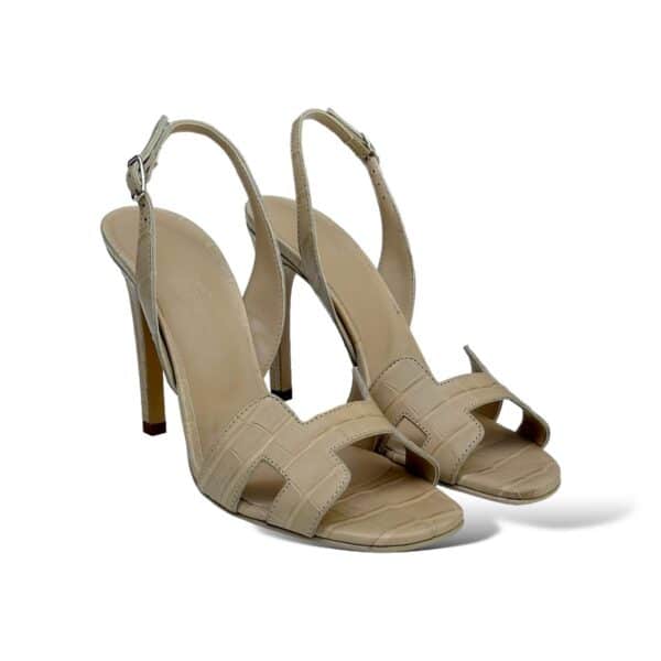 Hermes Holy 105 Beige Argile 36 EU Croco Sandals