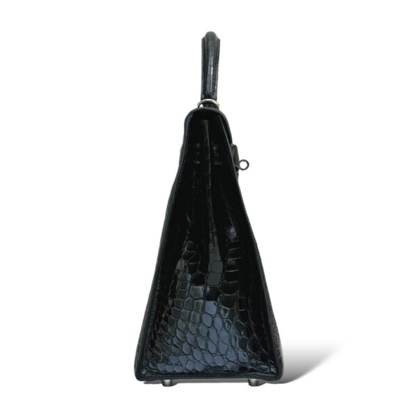 Hermes Kelly 32 Black Shiny Croco PHW - Image 3