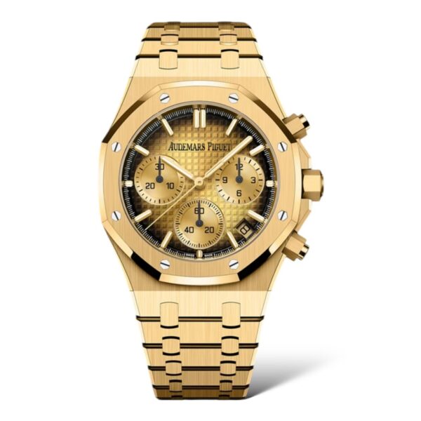Audemars Piguet Royal Oak 41mm 26240BA.OO.1320BA.02 Selfwinding Chronograph Yellow Gold Case Grande Tapisserie Yellow-Gold Toned Dial