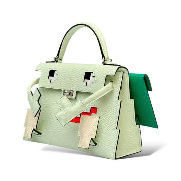 Hermes Kelly Doll Picto Vert Fizz/Nata/Rose Texas/Vert Jade PHW - Image 5
