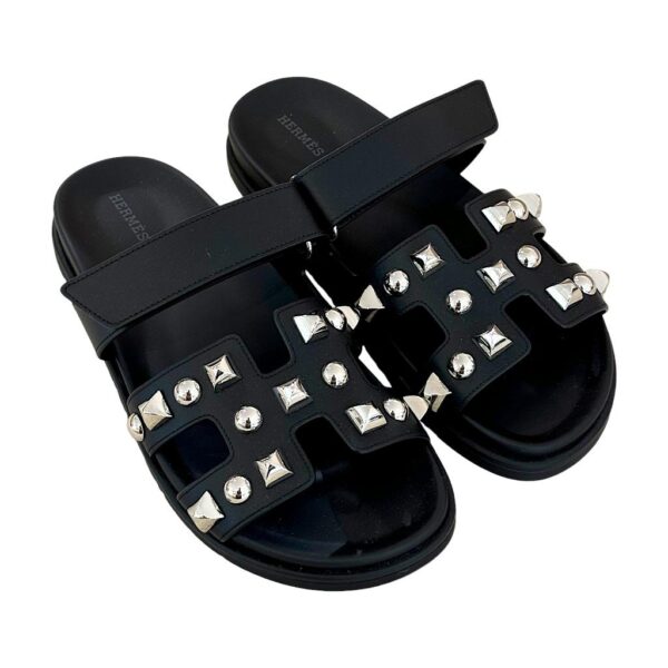 Hermes Chypre 38.5 EU Black with Studs - Image 2