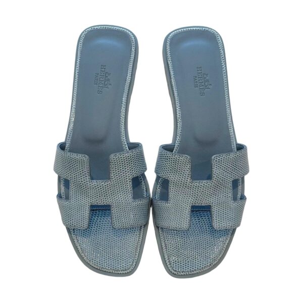Hermes Oran 38 EU Gris Antarctique Lizard Sandals
