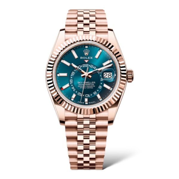 Rolex Sky Dweller 42mm 336935 Rose Gold Blue Green Dial Jubilee Bracelet