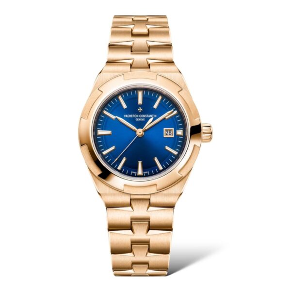 Vacheron Constantin 34.5mm 4600V/200R-B979 Overseas Rose Gold Sunburst Satin-Finished Lacquered Blue Dial