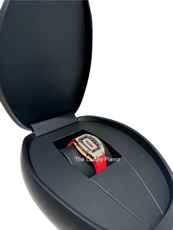 Richard Mille 07-01 45.66mmx 31.40mm Rose Gold Factory Snow Diamonds Settings Red Rubber Strap - Image 6