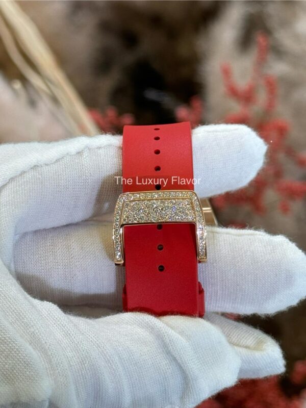 Richard Mille 07-01 45.66mmx 31.40mm Rose Gold Factory Snow Diamonds Settings Red Rubber Strap - Image 3