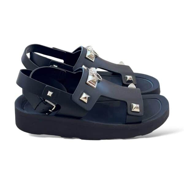 Hermes Intuition 37 EU Black with Studs Sandals - Image 2