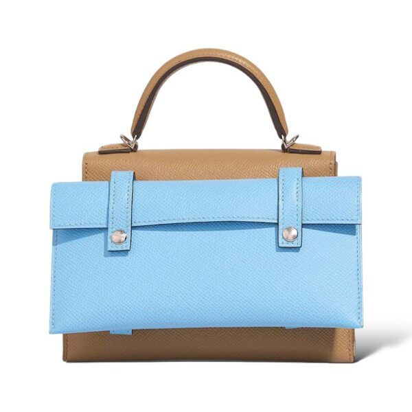 Hermes Kelly Doll Picto Chai, Mauve Sylvestre, Bleu Celeste Epsom PHW - Image 4
