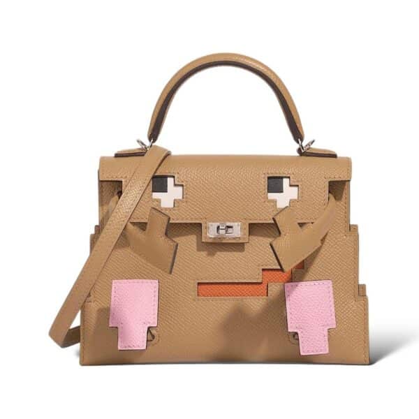 Hermes Kelly Doll Picto Chai, Mauve Sylvestre, Bleu Celeste Epsom PHW