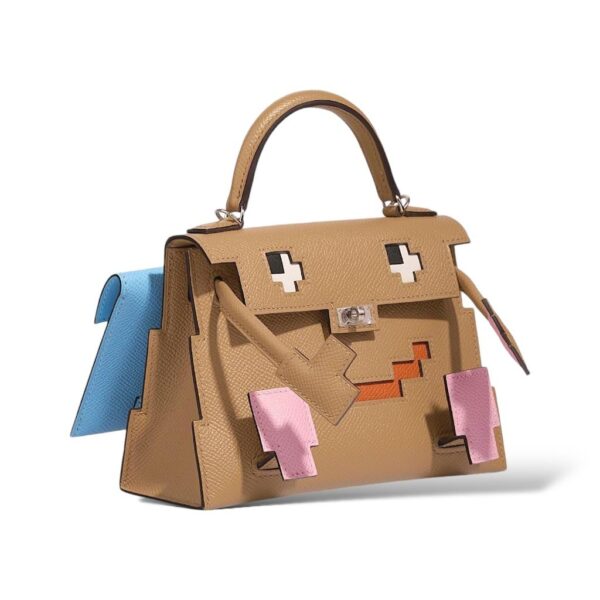 Hermes Kelly Doll Picto Chai, Mauve Sylvestre, Bleu Celeste Epsom PHW - Image 5