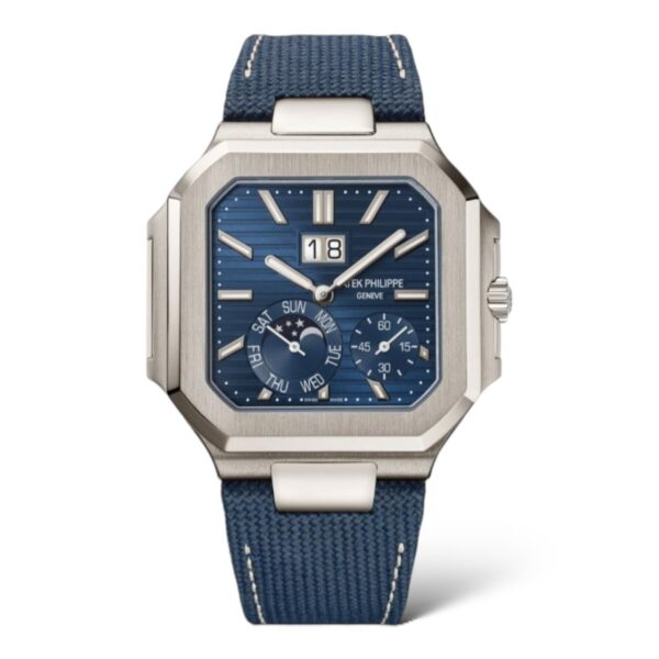 Patek Philippe Cubitus 45mm 5822P Platinum Case Composite Navy-Blue Straps Sunburst Blue Dial