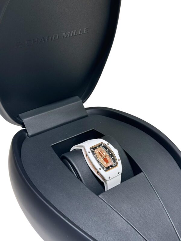 Richard Mille 07-01 White Ceramic Diamond Set Red Jasper Dial White Rubber Straps - Image 4