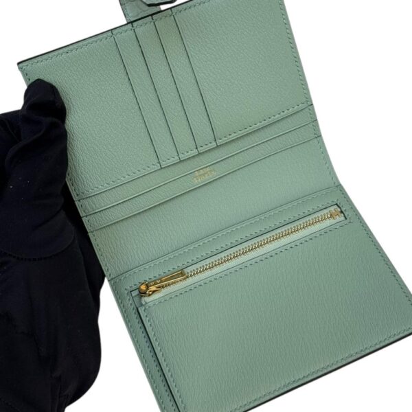 Hermes Bearn Vert D'eau Croco Compact Wallet GHW - Image 4