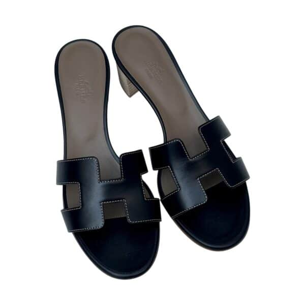 Hermes Oasis 39 EU Black Sandals - Image 2