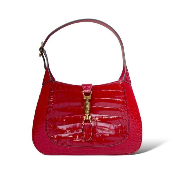 Gucci Jackie Red Crocodile Shoulder Bag