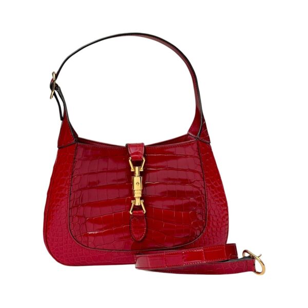 Gucci Jackie Red Crocodile Shoulder Bag - Image 6