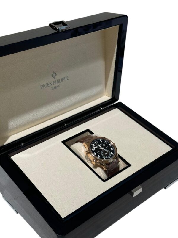 Patek Philippe Complications 42mm 5524R Rose Gold Case Brown Vintage Calfskin Strap Brown Sunburst Dial - Image 5