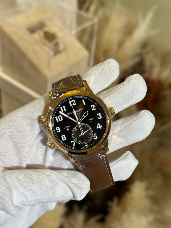 Patek Philippe Complications 42mm 5524R Rose Gold Case Brown Vintage Calfskin Strap Brown Sunburst Dial - Image 2