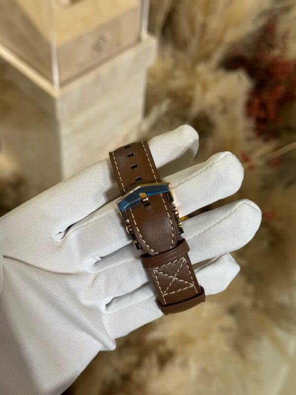 Patek Philippe Complications 42mm 5524R Rose Gold Case Brown Vintage Calfskin Strap Brown Sunburst Dial - Image 3