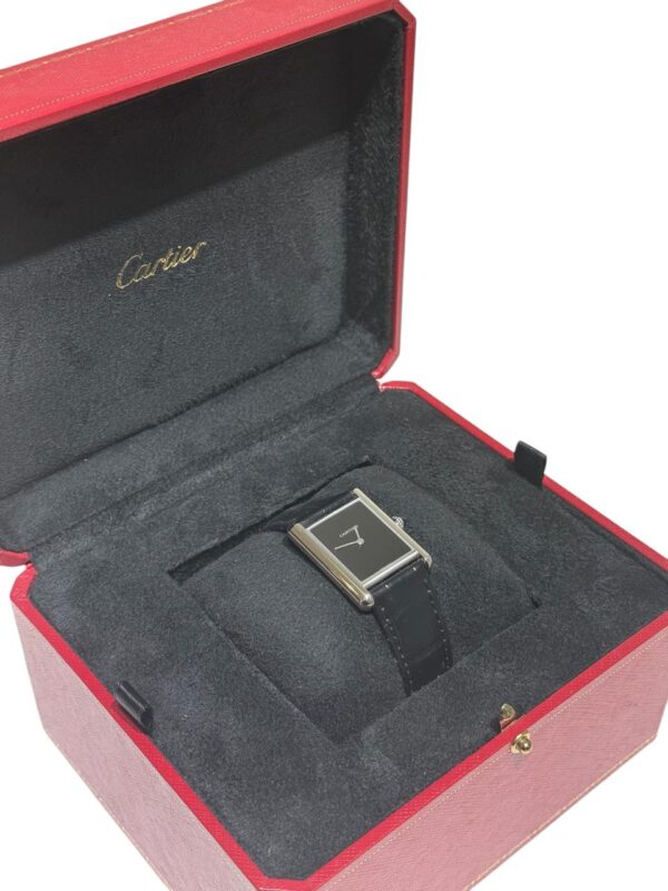 Cartier Tank Must Shiny Black Alligator Strap Black Lacquered Dial Large Model - Image 6