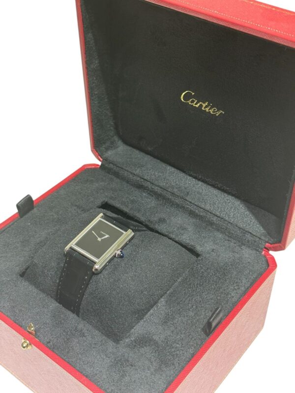Cartier Tank Must Shiny Black Alligator Strap Black Lacquered Dial Large Model - Image 5