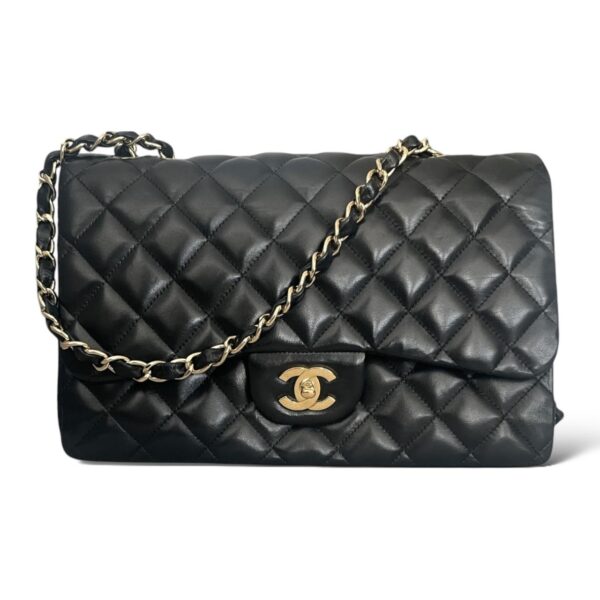 Chanel Black Lambskin Classic Jumbo Single Flap Bag