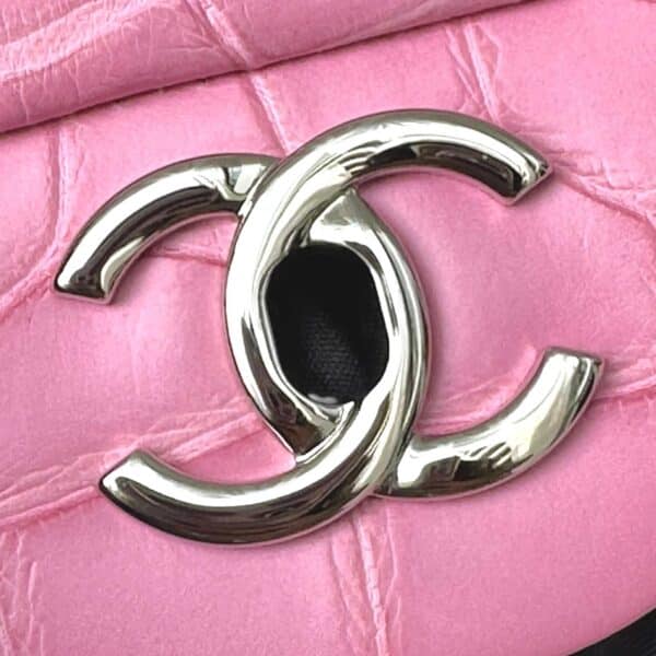 Chanel Jumbo Pink Bubblegum Matte Croco Double Flap Bag - Image 6