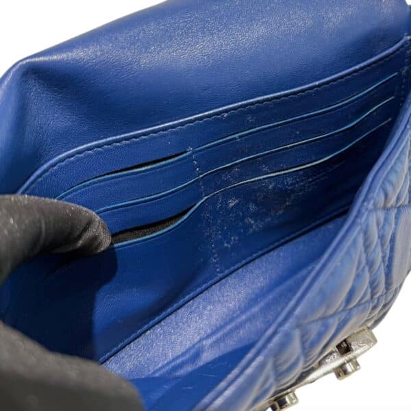 Dior Cannage New Lock Wallet on Chain in Blue Leather Bag - Image 6