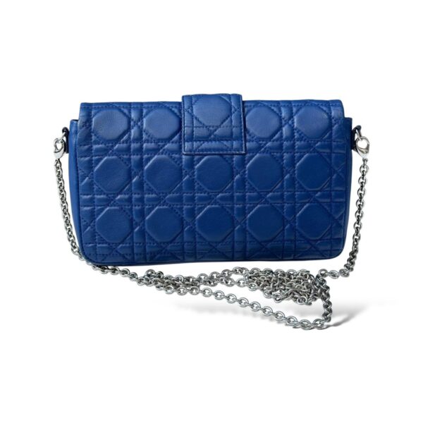 Dior Cannage New Lock Wallet on Chain in Blue Leather Bag - Image 4