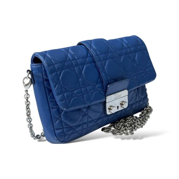 Dior Cannage New Lock Wallet on Chain in Blue Leather Bag - Image 3