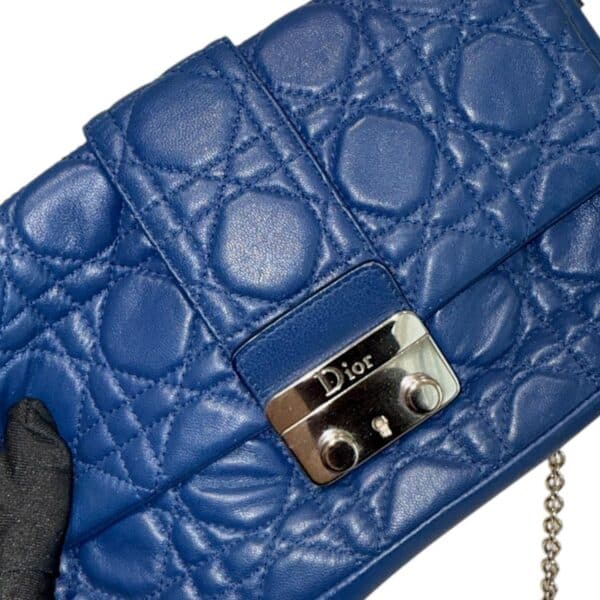 Dior Cannage New Lock Wallet on Chain in Blue Leather Bag - Image 11
