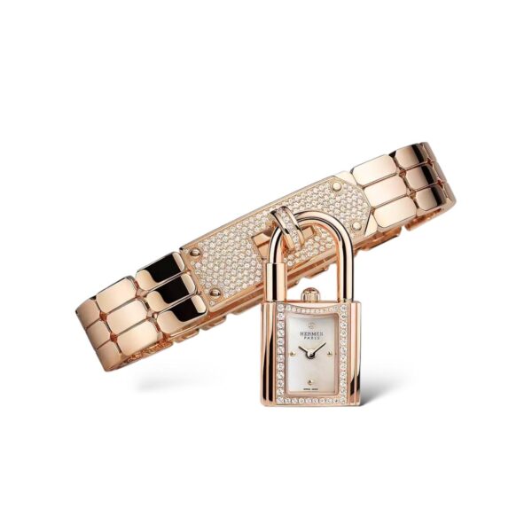 Hermes Kelly Diamond Mini model 16mm Rose gold Watch - Image 3