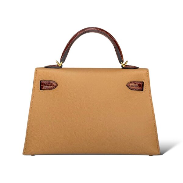 Hermes Kelly Mini Chai/Miel Veau Madame/Croco Touch GHW - Image 4