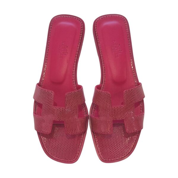 Hermes Oran 38 EU Rose Pétale Lizard Sandals