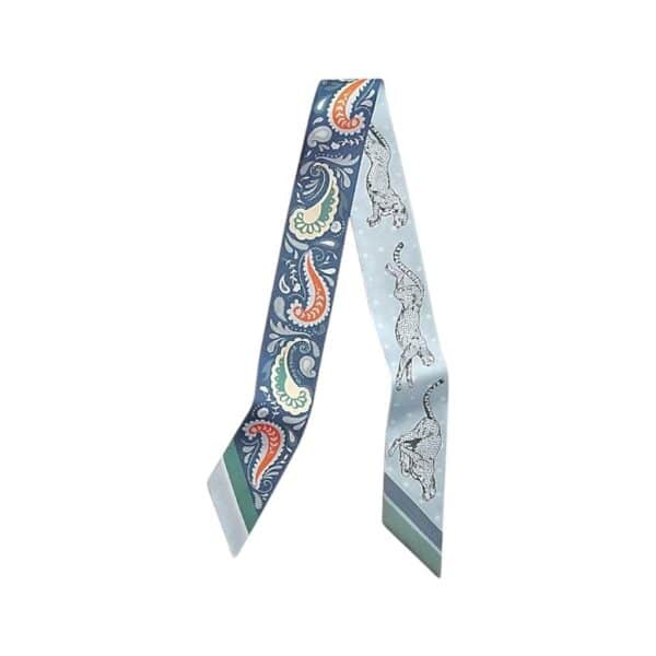 Hermes Twilly Guepards Bandana Marine Clair / Bleu Ciel / Vert