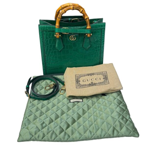 Gucci Diana Small Croco Top Handle Bag Emerald - Image 5