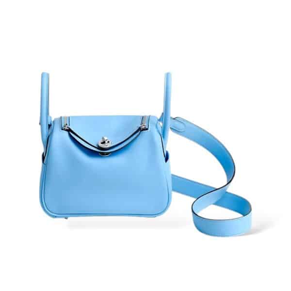 Hermes Mini Lindy Bleu Celeste Swift PHW