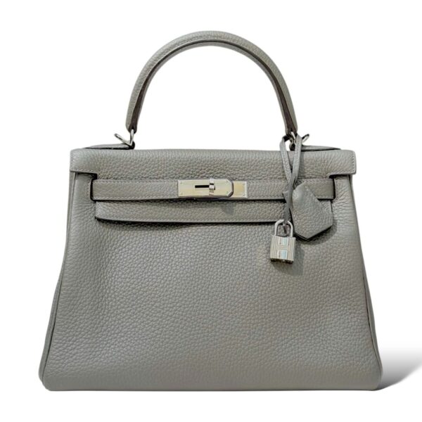 Hermes Kelly 28 Gris Meyer Clemence PHW