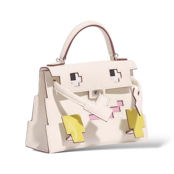 Hermes Kelly Doll Picto Nata/Lime/Mauve Sylvestre Epsom PHW - Image 3