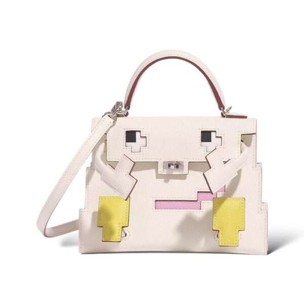 Hermes Kelly Doll Picto Nata/Lime/Mauve Sylvestre Epsom PHW