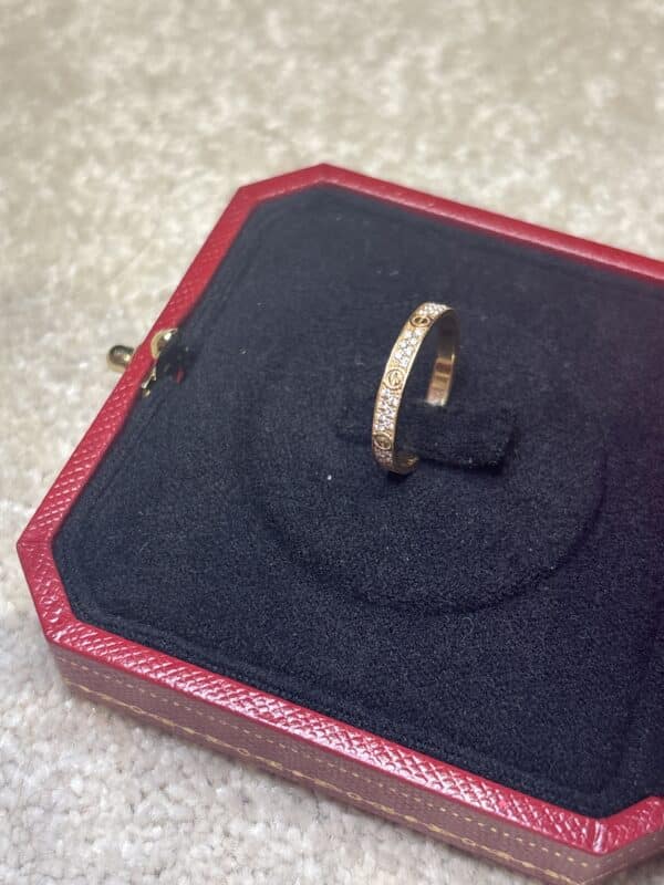 Cartier Diamond Pave Love Ring, Yellow Gold 51 - Image 4