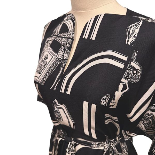 Hermes Belted Caftan Ceinture "En Desordre Finesse" Bleu Noir Size 40 - Image 3