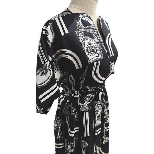 Hermes Belted Caftan Ceinture "En Desordre Finesse" Bleu Noir Size 40 - Image 2