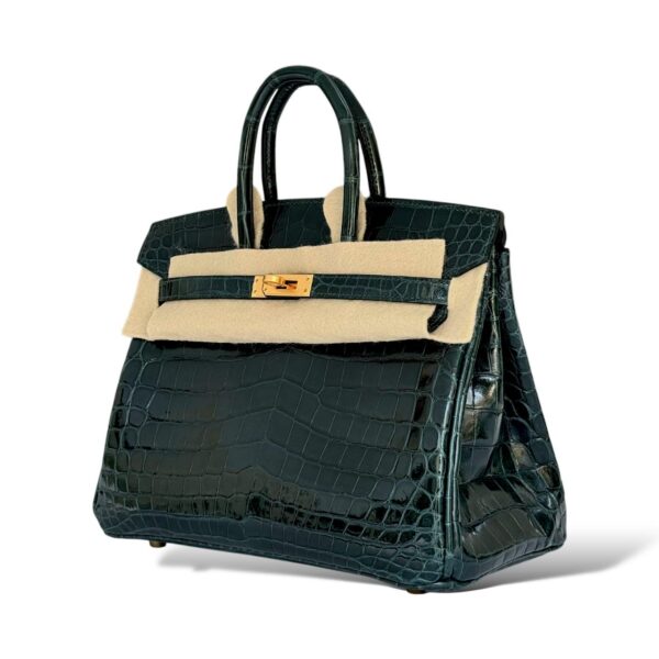 Hermes Birkin 25 Vert Cypress Shiny Croco GHW - Image 5