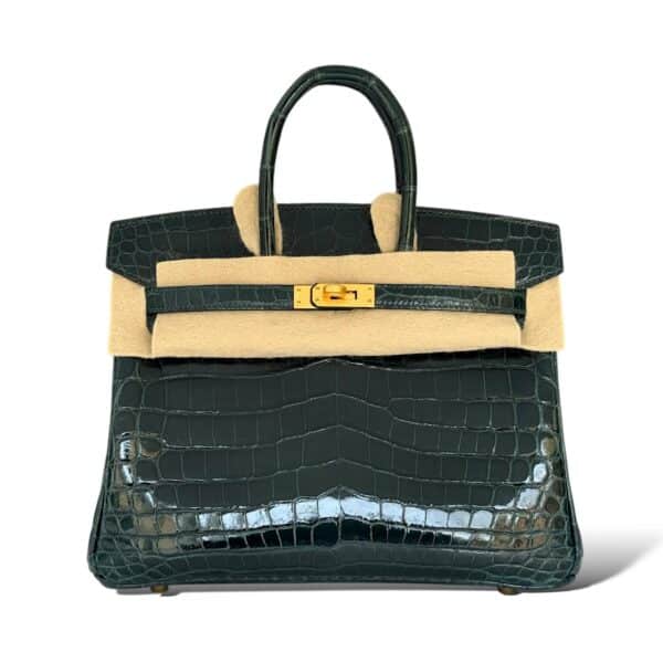 Hermes Birkin 25 Vert Cypress Shiny Croco GHW