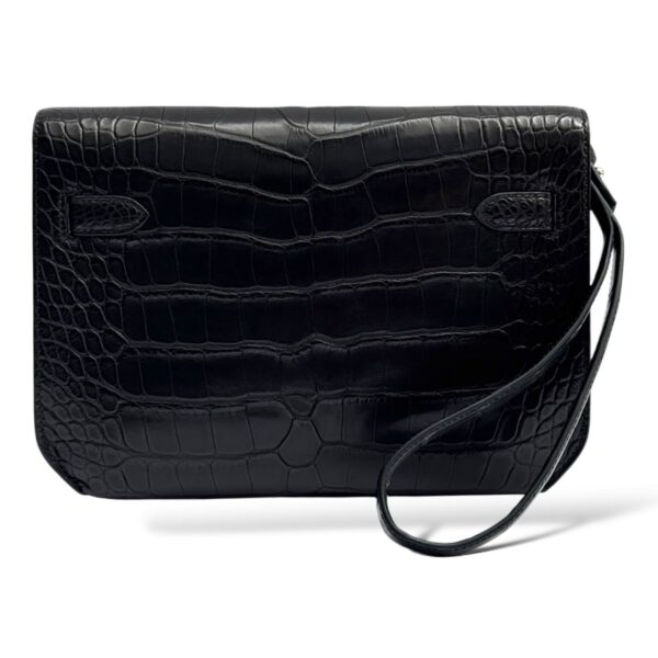 Hermes Kelly Depeche Black Croco PHW - Image 3
