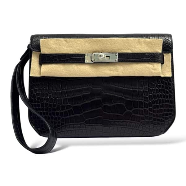 Hermes Kelly Depeche Black Croco PHW
