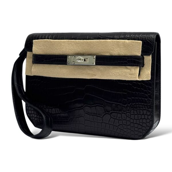 Hermes Kelly Depeche Black Croco PHW - Image 4