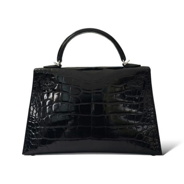 Hermes Kelly Mini Black Shiny Croco PHW - Image 4