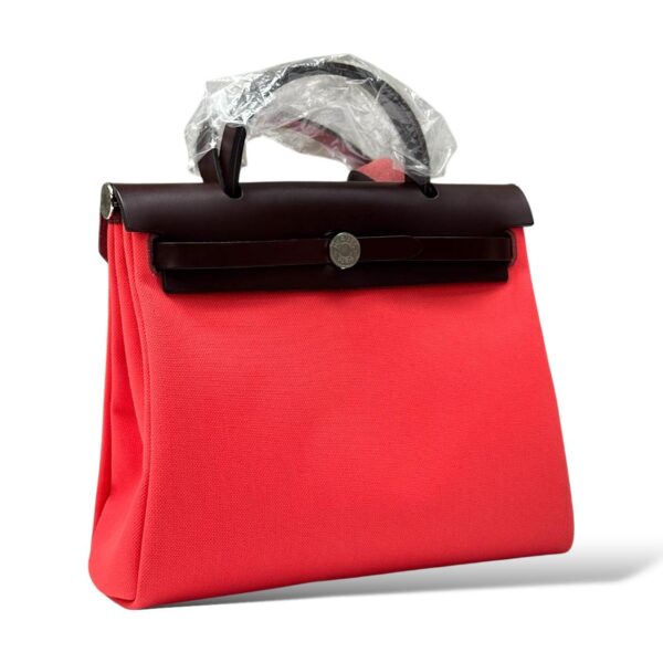 Hermes Herbag Zip 31 Rose Texas/Rouge Sellier Canvas PHW - Image 3